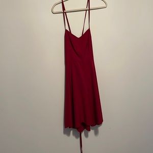 red laceback dress